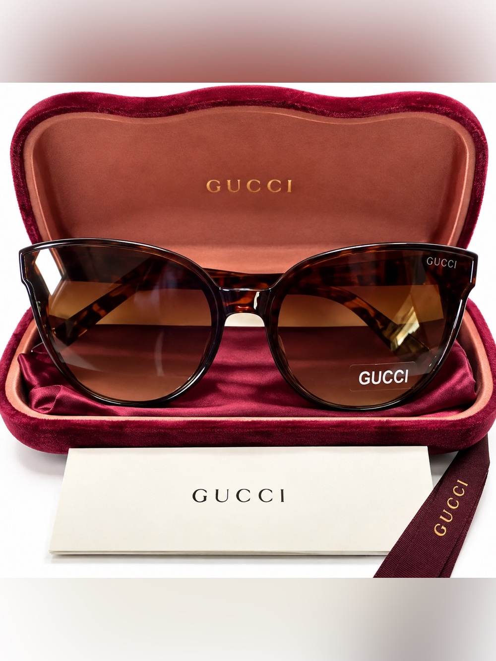 Gucci Tortoiseshell Frame Sunglasses with Brown Gradient Lenses